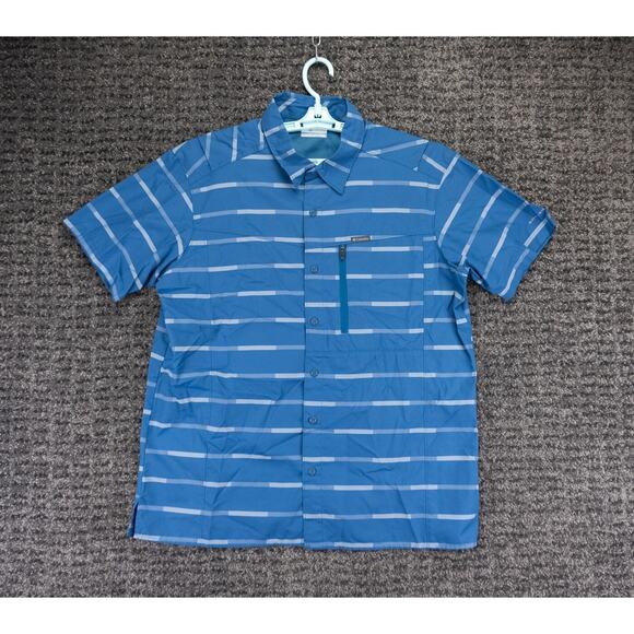 Columbia Shirt Mens Large Blue Kestrel Trail II Omni-Shade Vented Hike Gorpcore - Picture 1 of 11
